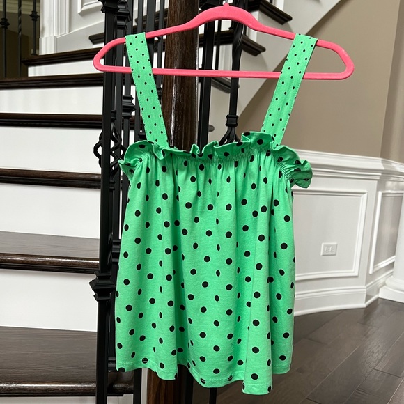 Zara Girls Cotton Green Polka Dot Top Size 9 sleeveless Retro Top - Picture 6 of 8